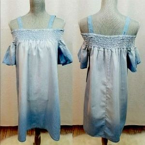 Luxology Ombre Chambry Denim Off Shoulder Dress